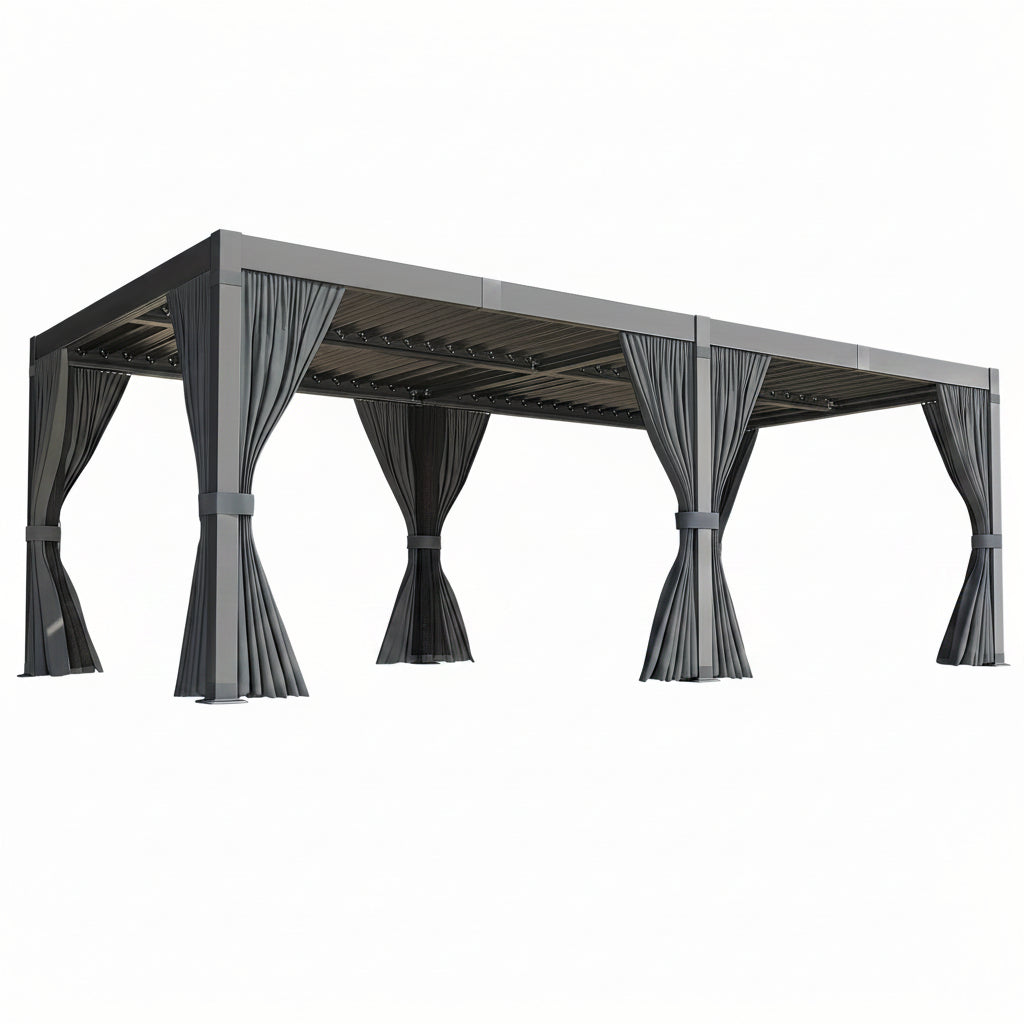 10X12/12X20Ft Louvered Pergola, Waterproof Roof All Weather Rust-Resistant Gazebo for Backyard Patio