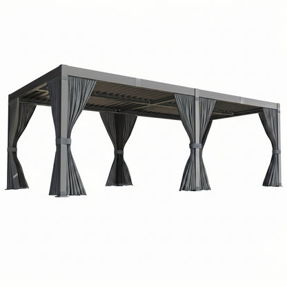 10X12/12X20Ft Louvered Pergola, Waterproof Roof All Weather Rust-Resistant Gazebo for Backyard Patio